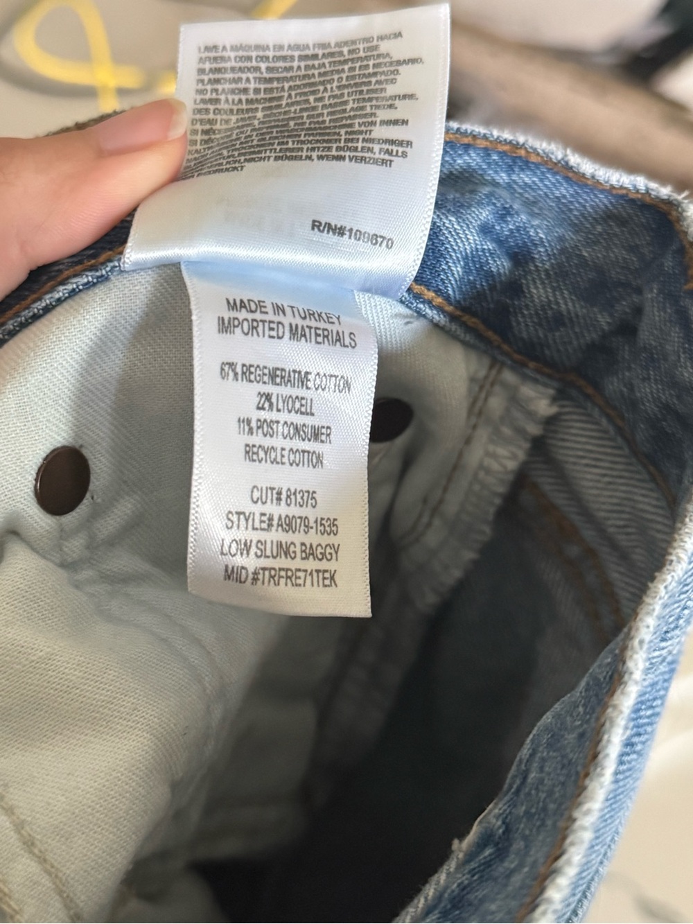 Agolde Low Slung Baggy Jean Libertine Size 24 - Picture 5 of 5